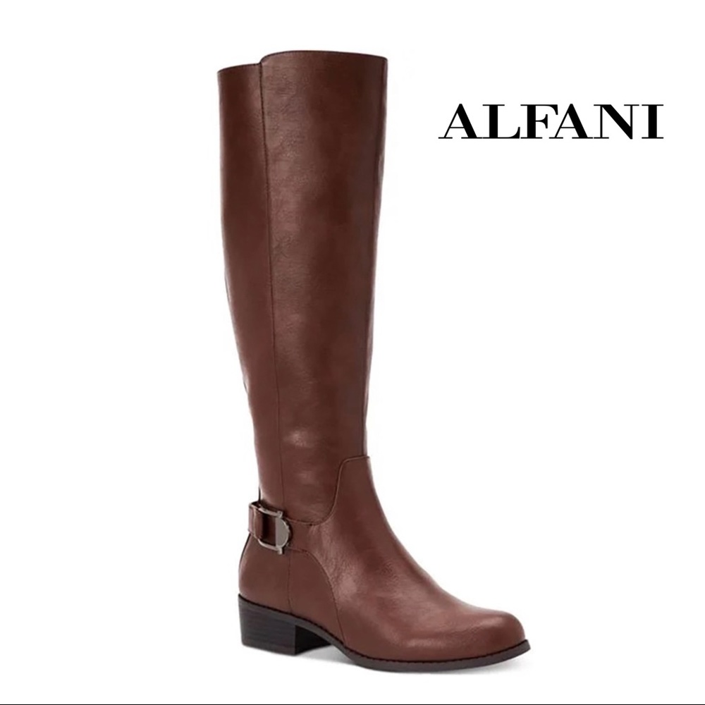 Alfani Kallumm Knee High Fashion Boots Brown Size7